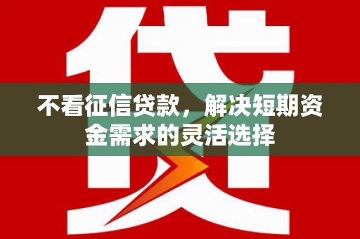 北斗不看征信贷款，解决短期资金需求的灵活选择