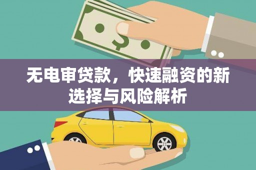 北斗无电审贷款，快速融资的新选择与风险解析