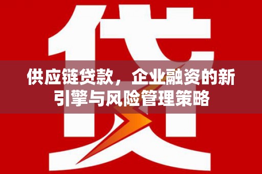 北斗供应链贷款，企业融资的新引擎与风险管理策略
