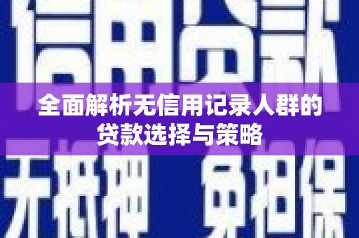 北斗全面解析无信用记录人群的贷款选择与策略